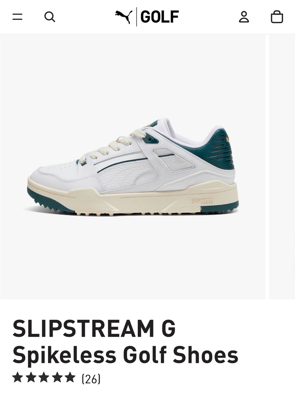 Puma Slipstream G Spikeless Golf Shoes - White and Varsity Green